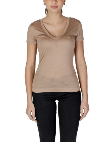 Guess t-shirt femme beige col V lyocell