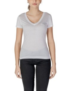 Guess t-shirt femme blanc col V lyocell