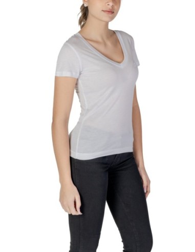Guess t-shirt femme blanc col V lyocell