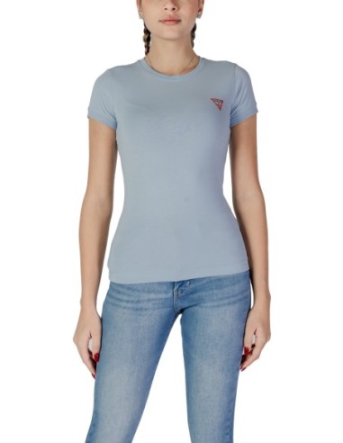 Guess t-shirt femme bleu azur uni – Essentiel