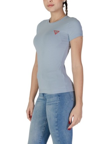 Guess t-shirt femme bleu azur uni – Essentiel