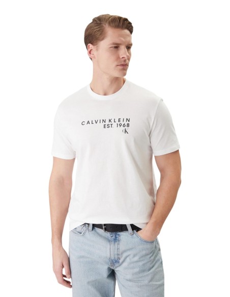 Calvin Klein t-shirt homme blanc imprimé coton