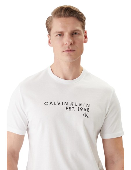 Calvin Klein t-shirt homme blanc imprimé coton