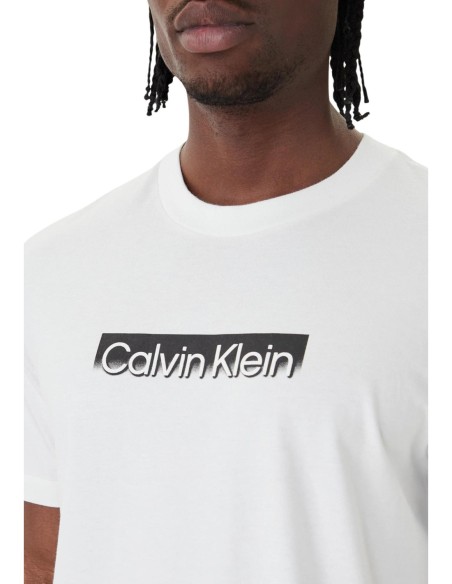 Calvin Klein t-shirt homme blanc imprimé coton
