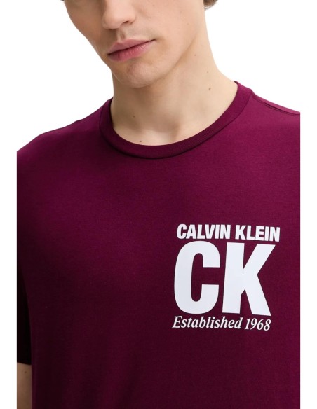 Calvin Klein t-shirt homme bordeaux imprimé