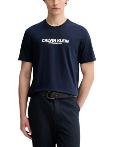 Calvin Klein t-shirt homme bleu imprimé coton