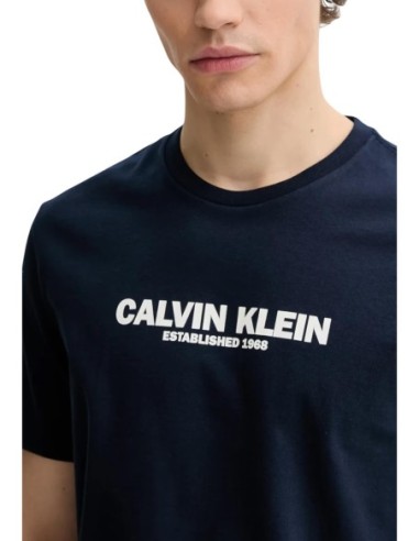 Calvin Klein t-shirt homme bleu imprimé coton
