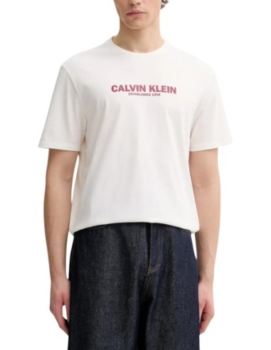 Calvin Klein t-shirt homme blanc imprimé coton