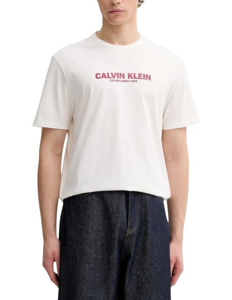 Calvin Klein t-shirt homme blanc imprimé coton