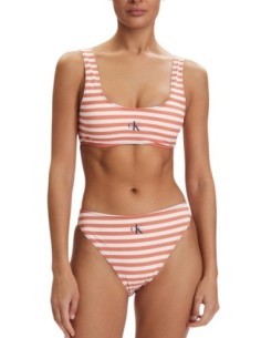 Calvin Klein Jeans maillot bain femme orange rayé