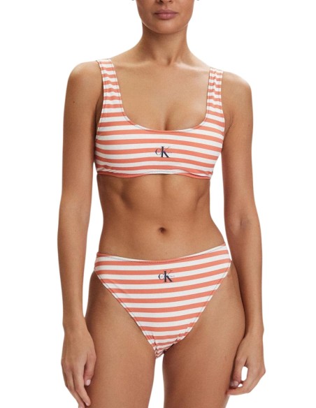 Calvin Klein Jeans maillot bain femme orange rayé