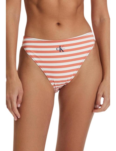 Calvin Klein Jeans maillot bain femme orange rayé