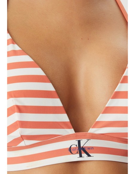 Calvin Klein Jeans haut de bikini triangle orange rayé