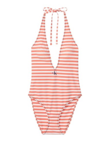 Calvin Klein Jeans maillot une pièce plunge orange rayé