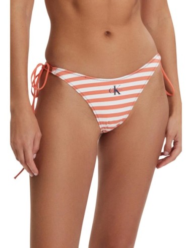 Calvin Klein Jeans bas de bikini orange rayé à nouer
