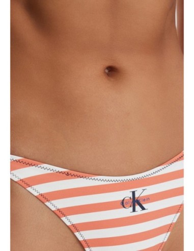 Calvin Klein Jeans bas de bikini orange rayé à nouer