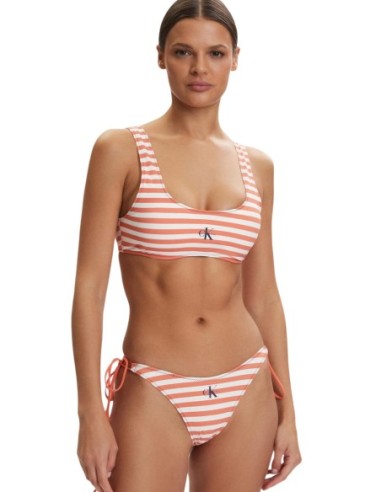 Calvin Klein Jeans bas de bikini orange rayé à nouer