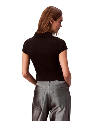Calvin Klein Jeans t-shirt femme noir col polo zippé