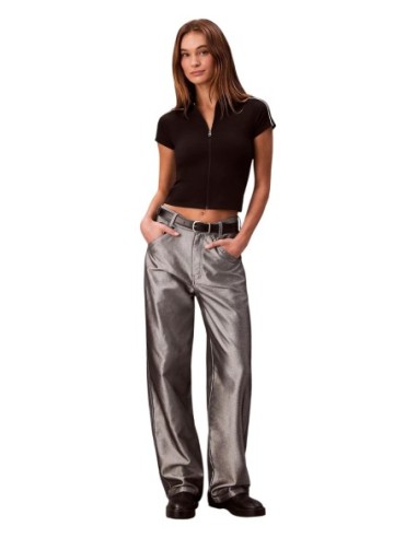Calvin Klein Jeans t-shirt femme noir col polo zippé