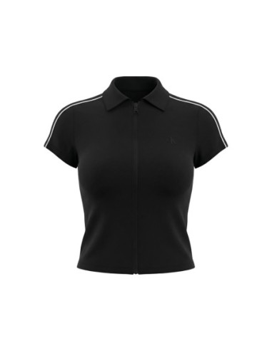 Calvin Klein Jeans t-shirt femme noir col polo zippé