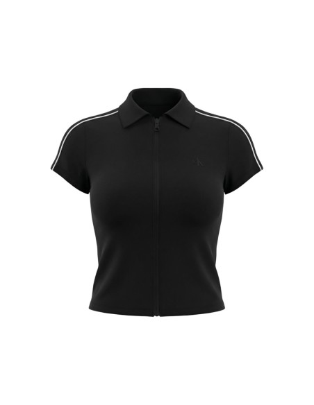 Calvin Klein Jeans t-shirt femme noir col polo zippé