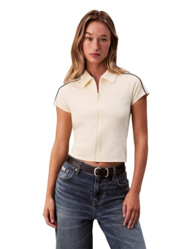 Calvin Klein Jeans t-shirt femme jaune col polo zippé