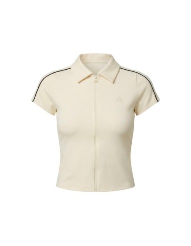 Calvin Klein Jeans t-shirt femme jaune col polo zippé