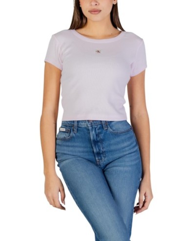 Calvin Klein Jeans t-shirt femme rose coton stretch