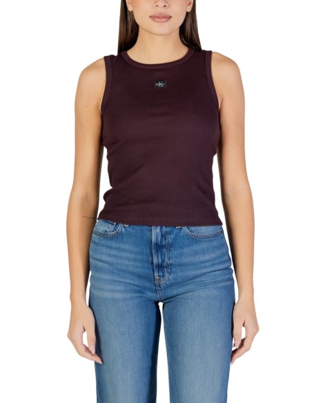 Calvin Klein Jeans top femme marron coton stretch
