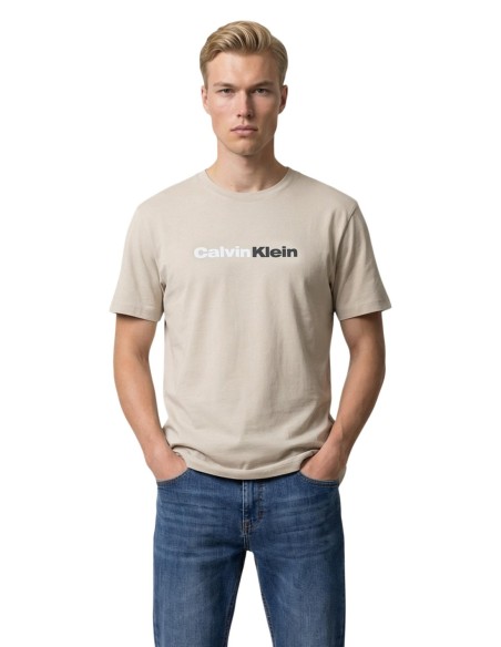 Calvin Klein Jeans t-shirt homme beige imprimé