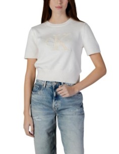Calvin Klein Jeans pull femme beige coton