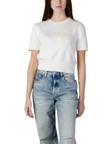 Calvin Klein Jeans pull femme beige coton