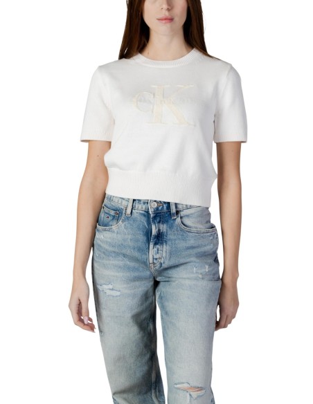 Calvin Klein Jeans pull femme beige coton