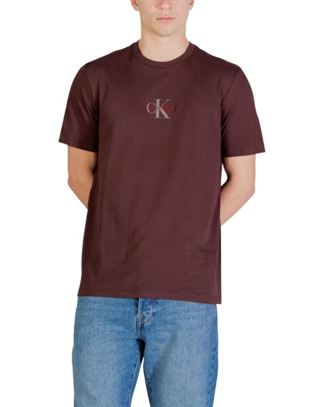 Calvin Klein Jeans t-shirt homme marron imprimé