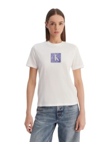 Calvin Klein Jeans t-shirt femme blanc imprimé