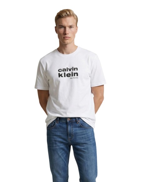 Calvin Klein Jeans t-shirt homme blanc imprimé CKJ