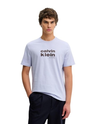 Calvin Klein Jeans t-shirt homme lilas imprimé