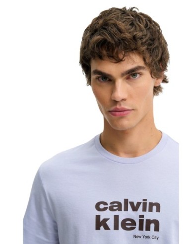 Calvin Klein Jeans t-shirt homme lilas imprimé
