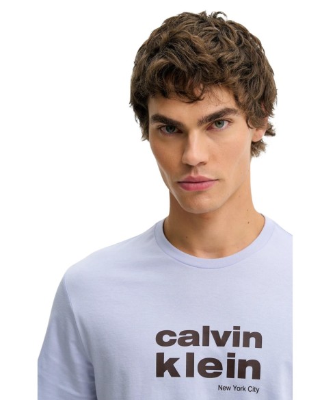 Calvin Klein Jeans t-shirt homme lilas imprimé