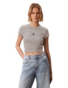 Calvin Klein Jeans top femme noir rayé