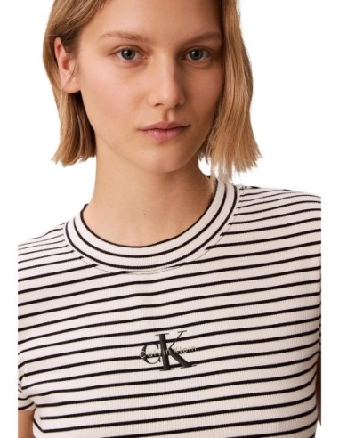 Calvin Klein Jeans top femme noir rayé