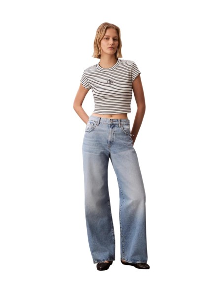 Calvin Klein Jeans top femme noir rayé