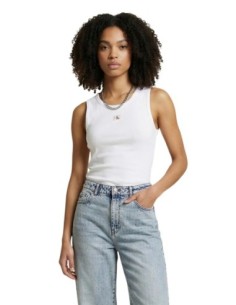 Calvin Klein Jeans top femme blanc coton stretch