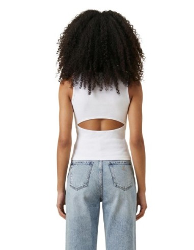 Calvin Klein Jeans top femme blanc coton stretch