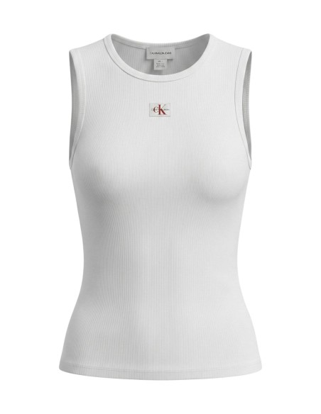 Calvin Klein Jeans top femme blanc coton stretch