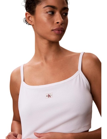 Calvin Klein Jeans top femme blanc encolure carrée