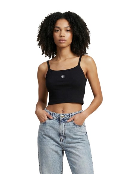 Calvin Klein Jeans top femme noir encolure carrée