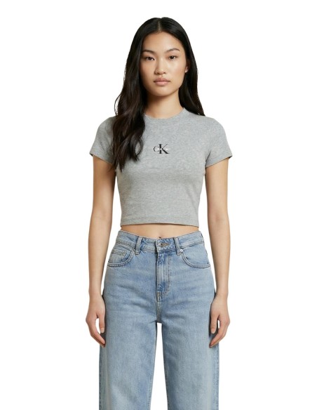 Calvin Klein Jeans t-shirt femme gris coton stretch