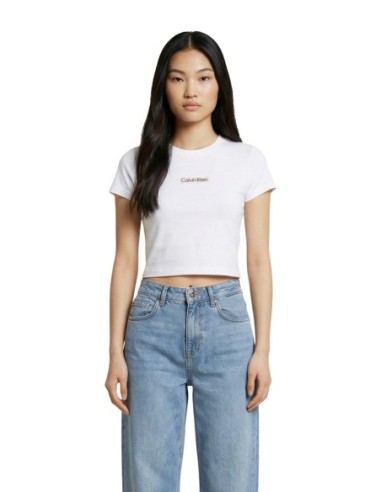 Calvin Klein Jeans t-shirt femme blanc coton stretch
