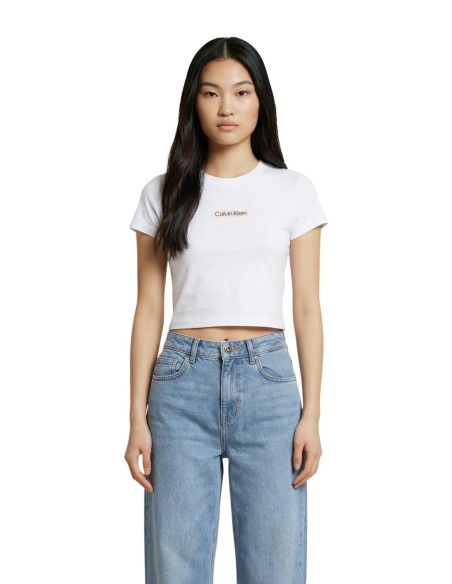 Calvin Klein Jeans t-shirt femme blanc coton stretch